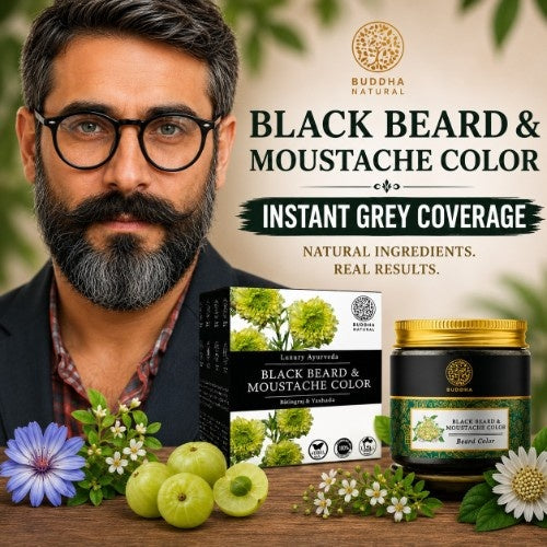 Video Of Buddha Natural Beard & Moustache Black Color