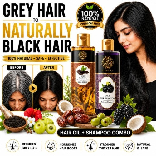 Video Of Buddha Natural Anti Grey Hair Oil & Anti Grey Hair Shampoo Combo