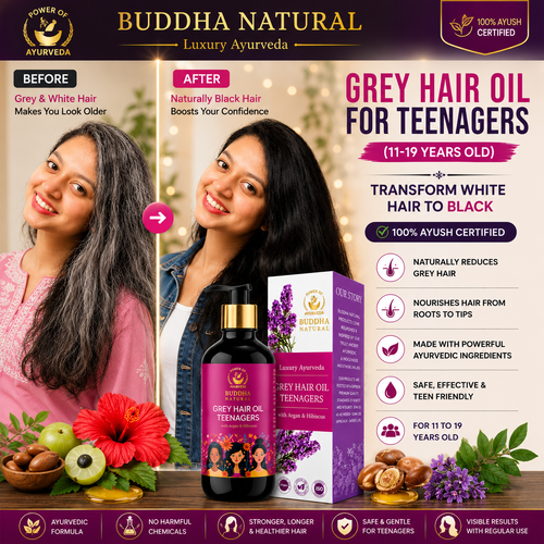 Buddha Natural Grey Hair Oil for Teenagers - Video 