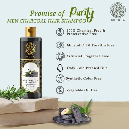 Buddha Natural Men Charcoal Shampoo - promise of purity