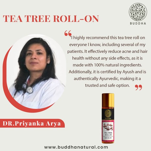 Buddha Natural Tea Tree Essential Oil Roll-on - Recommended by Dr. Priyanka Arya
