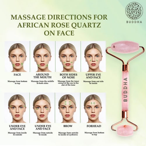 Buddha Natural African Rose Quartz Face Roller- direction to use