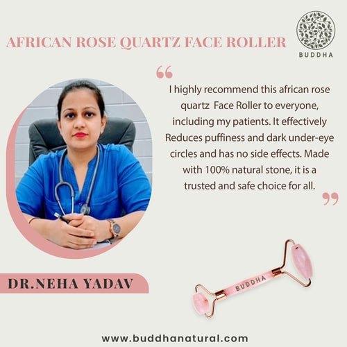 Buddha Natural African Rose Quartz Face Roller- recommended by Dr. Neha Yadav