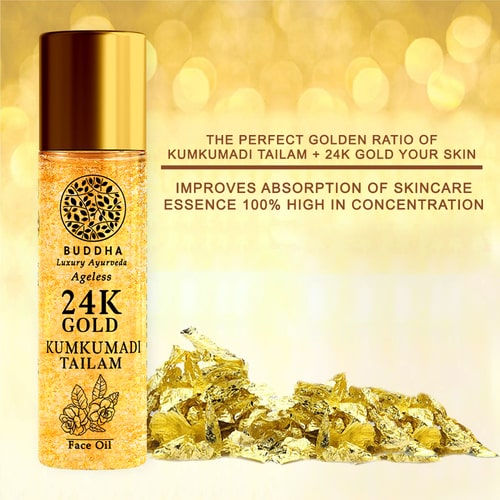 Buddha Natural 24k Gold Kumkumadi Oil - perfect golden ration