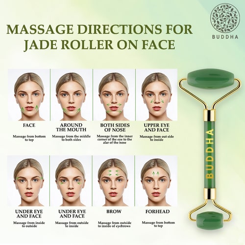 Buddha Natural Green Jade Face Roller - direction to use