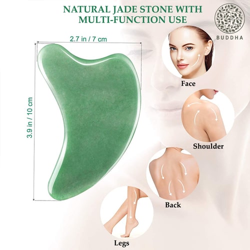Green Jade Gua Sha - 100% Original Pure Stone - Stress Relief and Anti-Aging Scraping Facial Massager