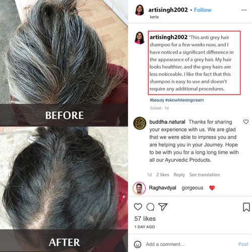 Buddha Natural Anti Grey Hair Shampoo - customer reviews  - shampoo for gray hair to black
