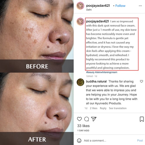 Buddha Natural Dark Spot Removal Face Cream - customer reviews