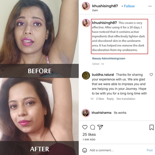 Buddha Natural Underarm whitening cream - customer reviews