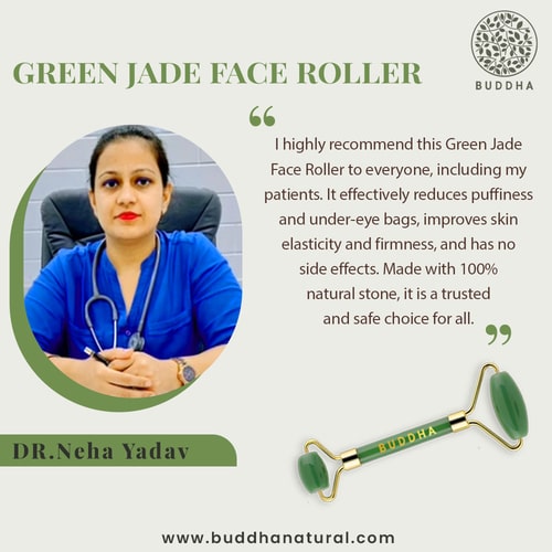 Buddha Natural Green Jade Face Roller - recommended by Dr. Neha Yadav