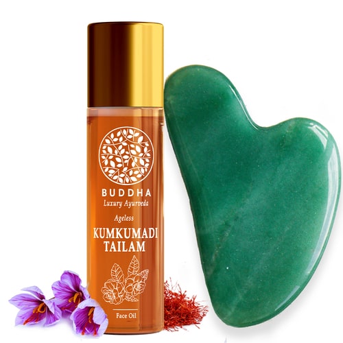 buddha Natural Kumkumadi Face Oil and gua sha