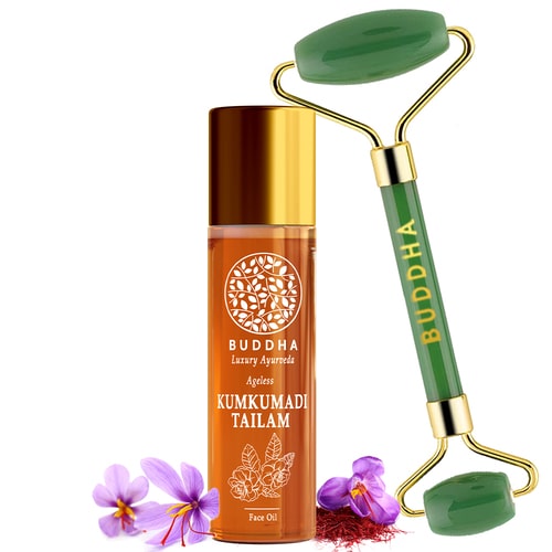 Buddha Natural Kumkumadi Face Oil and face roller